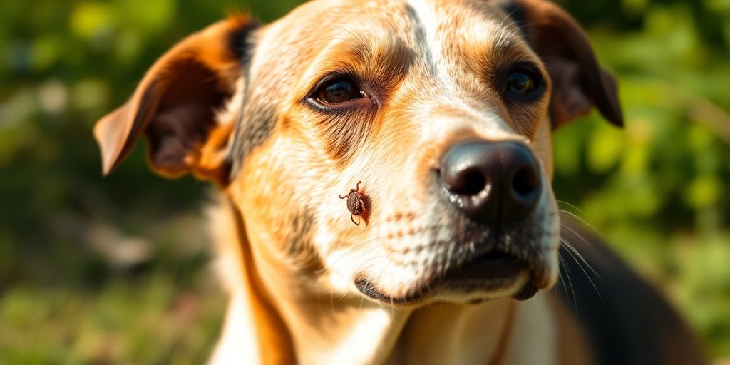Dog with a lump from a tick bite.