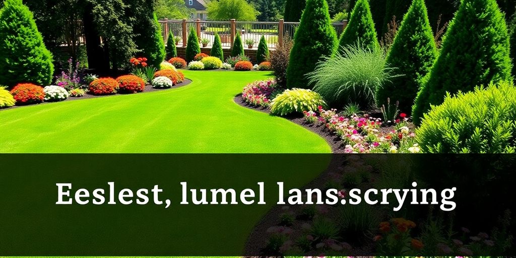 Lush green lawn with colorful flowers and shrubs.