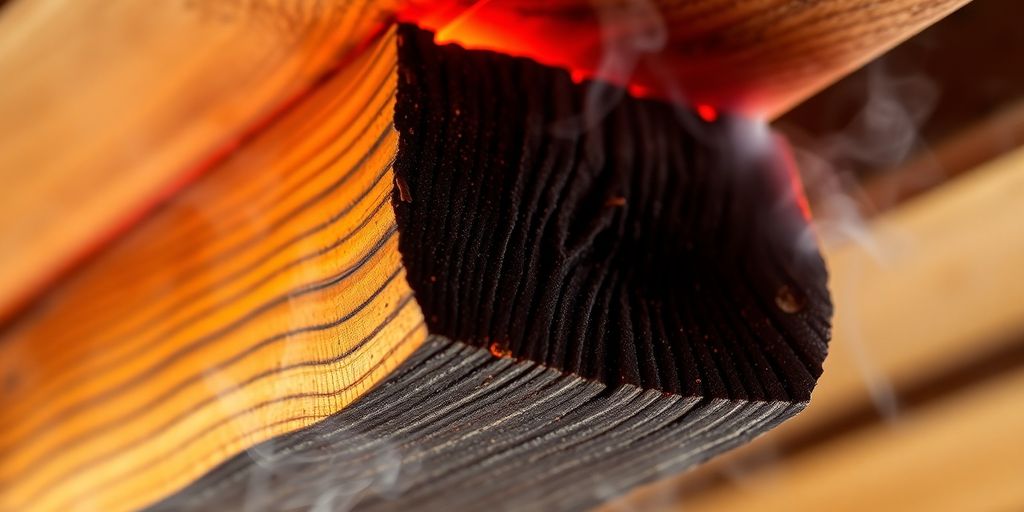 Heated wood beam with steam, demonstrating termite treatment.
